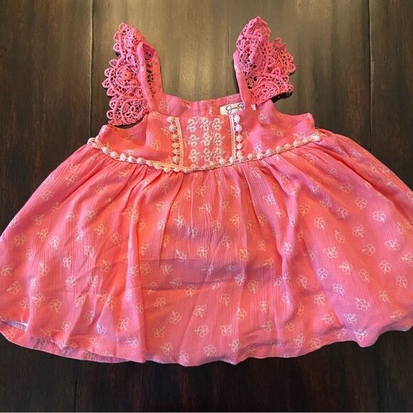 Jessica Simpson Other - Baby Girl Jessica Simpson Pink Sleeveless Lace Stitch Dress Size 18-24M